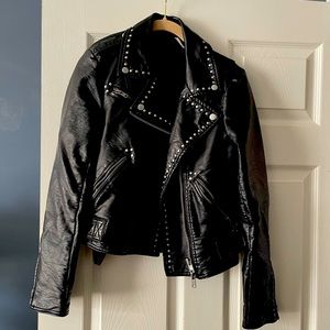 Free People Faux Leather Motto Jacket